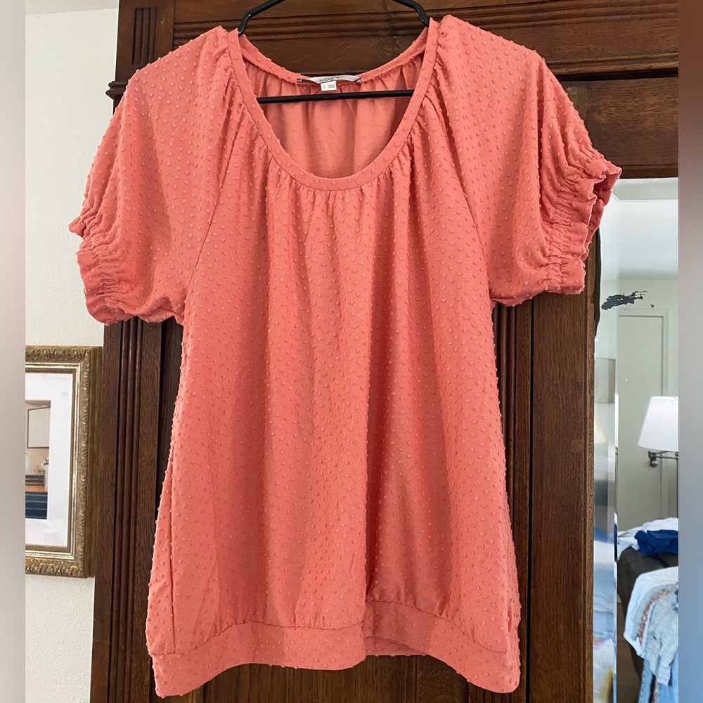 LOFT Textured Coral Blouse